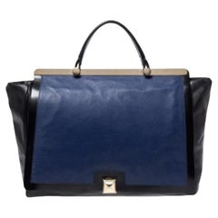 Furla Black/Blue Leather Cortina Top Handle Bag