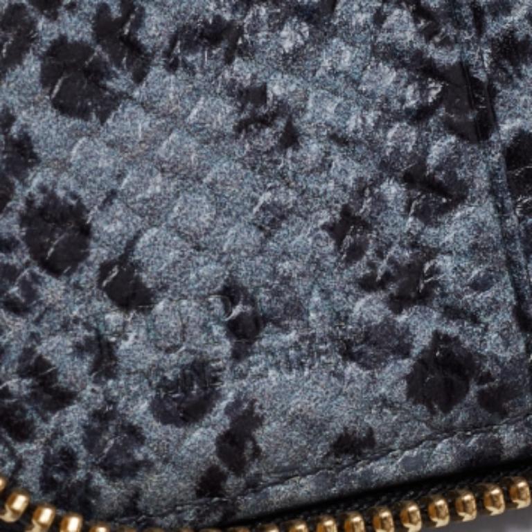 Furla Black/Grey Python Effect Leather Zip Around Wallet For Sale 4