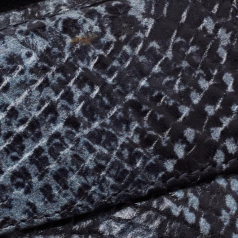 Furla Black/Grey Python Effect Leather Zip Around Wallet For Sale 5