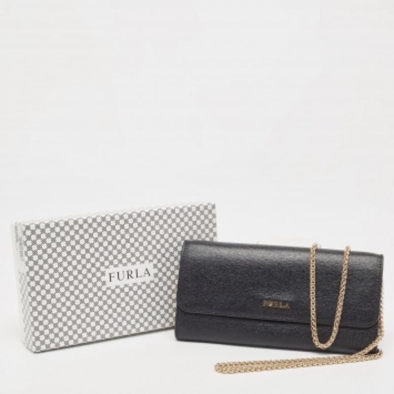 Furla Cartera Babylon de Piel Negra con Cadena en venta 5