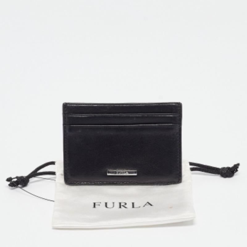Furla Schwarzes Leder-Kartenetui im Angebot 1