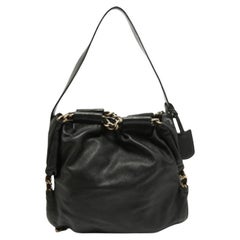 Furla Black Leather Chain Detail Hobo