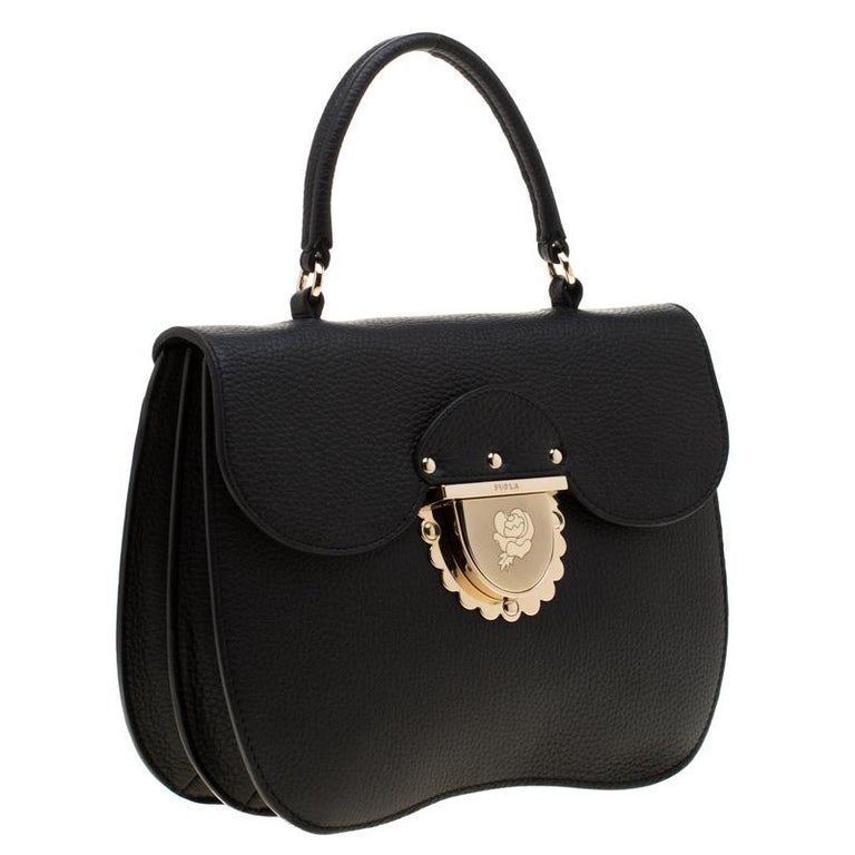 Furla Black Leather Ducale Top Handle Bag For Sale at 1stDibs