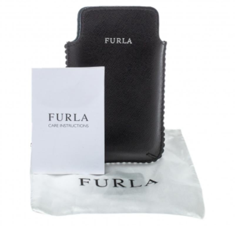 Furla Black Leather Phone Case For Sale 6