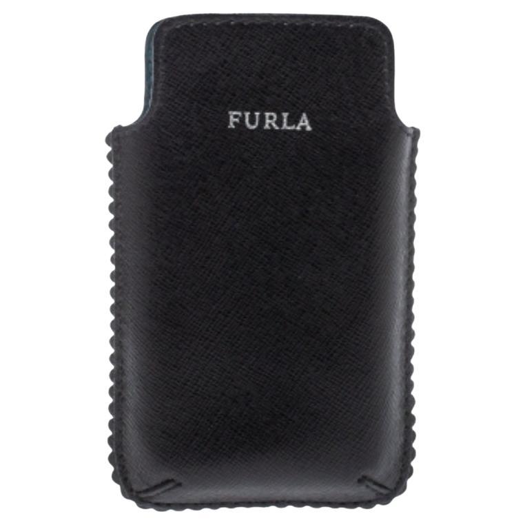 Furla Black Leather Phone Case For Sale