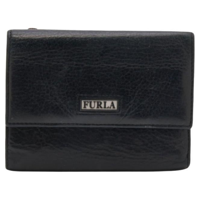 Furla Black Leather Trifold Wallet