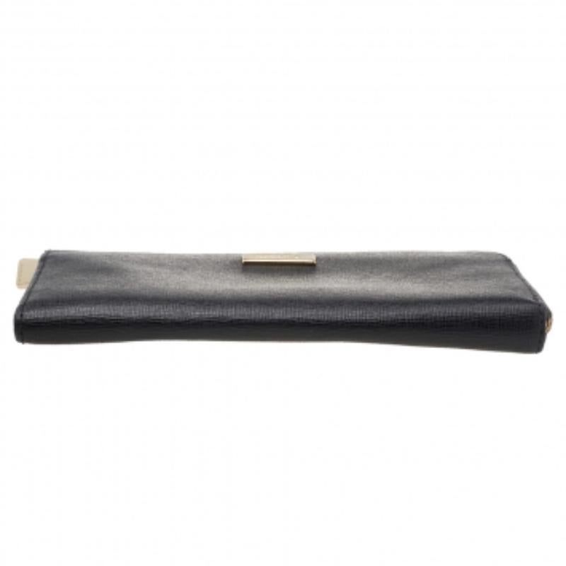 Women's Furla Black Leather Zip Around Wallet