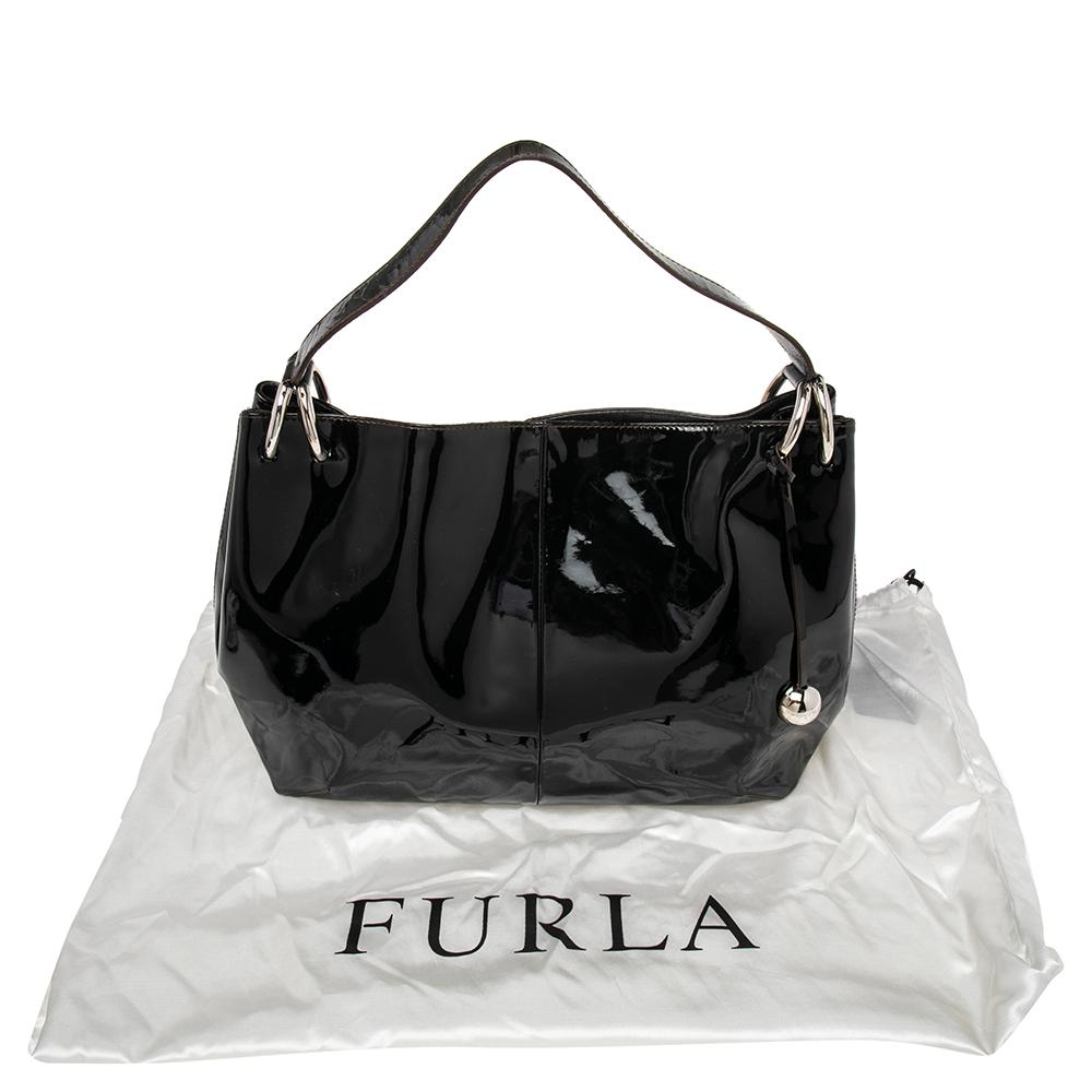 Furla Black Patent Leather Hobo 2