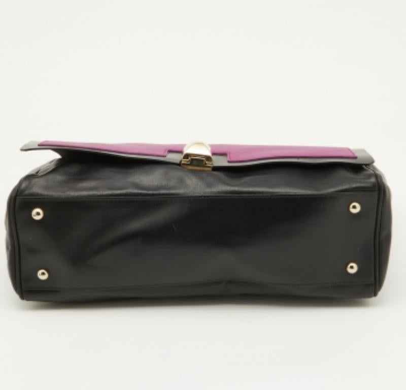 Donna Furla Borsa Cortina in pelle nera/rosa con manico superiore in vendita