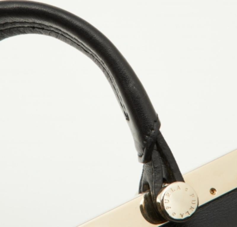 Furla Borsa Cortina in pelle nera/rosa con manico superiore in vendita 4