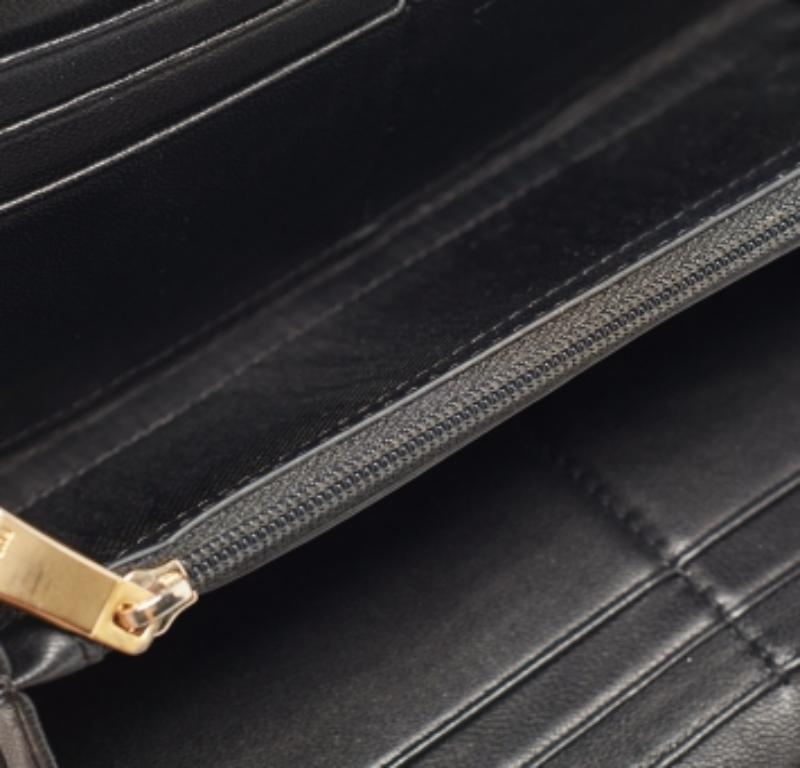 Furla Black Quilted Leather XL Cometa Zip Around Wallet For Sale 2