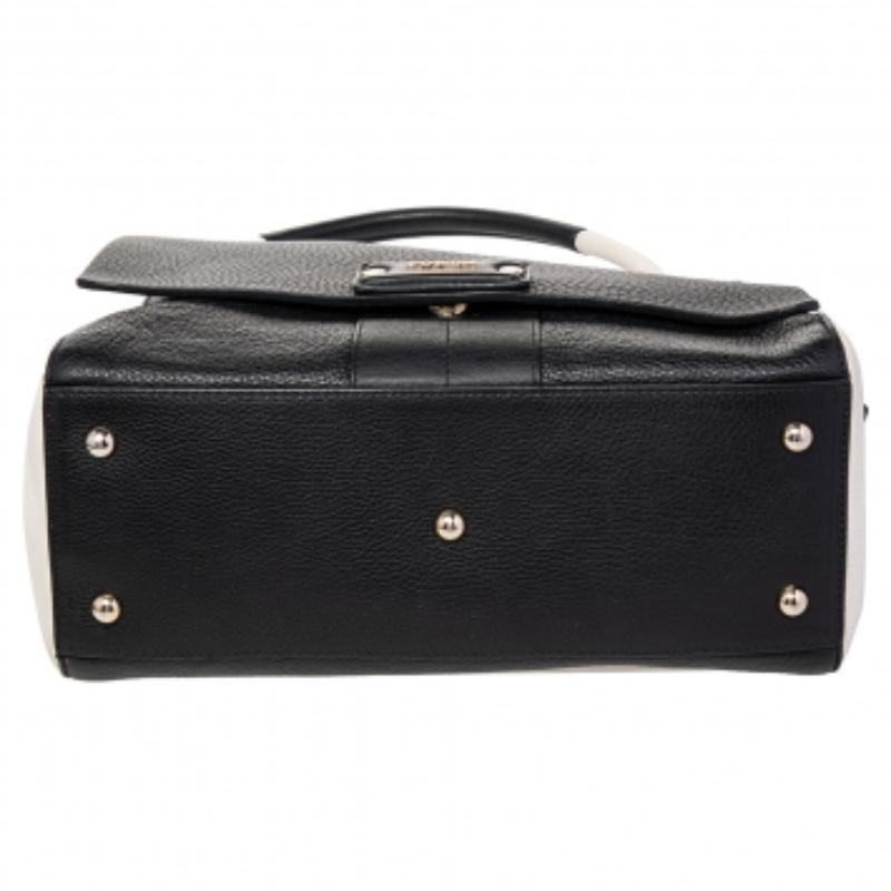 Furla Black/White Leather Flap Top Handle Bag 3