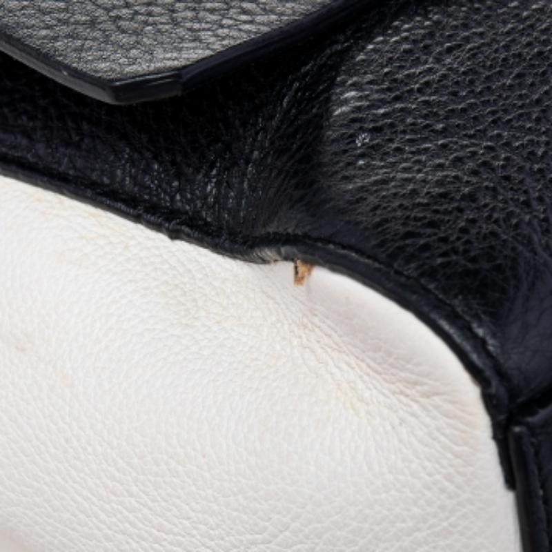 Furla Black/White Leather Flap Top Handle Bag 5