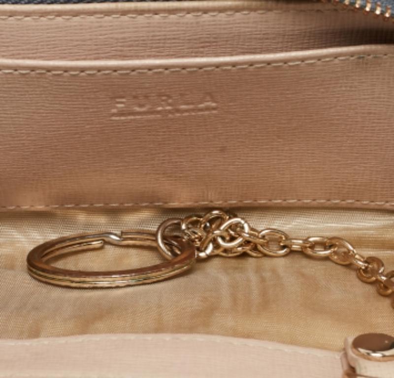 Llavero con cremallera Babylon de piel azul Furla en venta 4