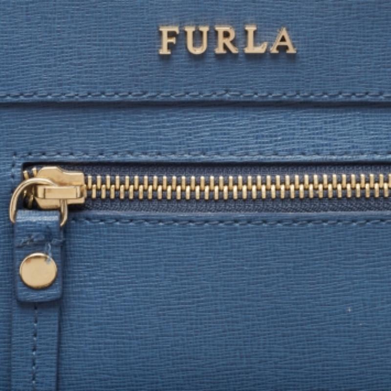 Borsa Furla Mini Ginevra Crossbody in pelle blu in vendita 5