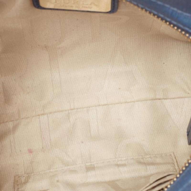 Borsa Furla Mini Ginevra Crossbody in pelle blu in vendita 1