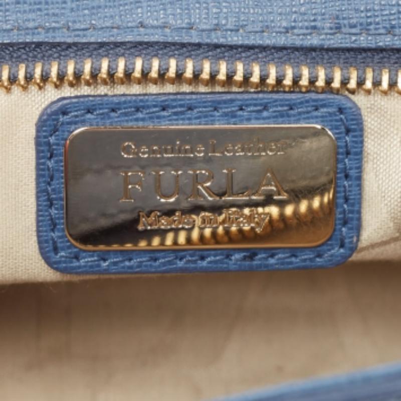 Borsa Furla Mini Ginevra Crossbody in pelle blu in vendita 3