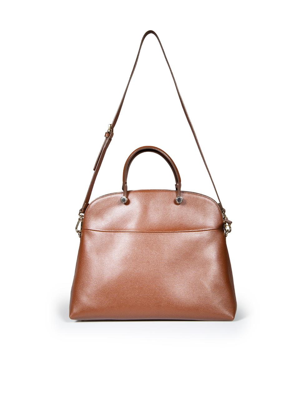Furla Brown Leather My Piper Large Handbag In Good Condition For Sale In London, GB