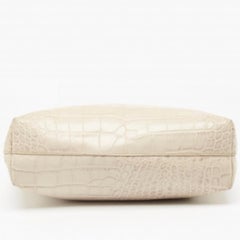Furla Cream Croc Embossed Leather Tote