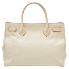 Furla Cream Leather Twist Lock Tote