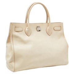 Furla Cream Leather Twist Lock Tote
