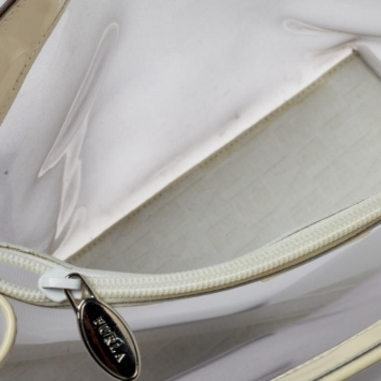 Gray Furla Cream Mesh And Patent Leather Divide It Tote For Sale