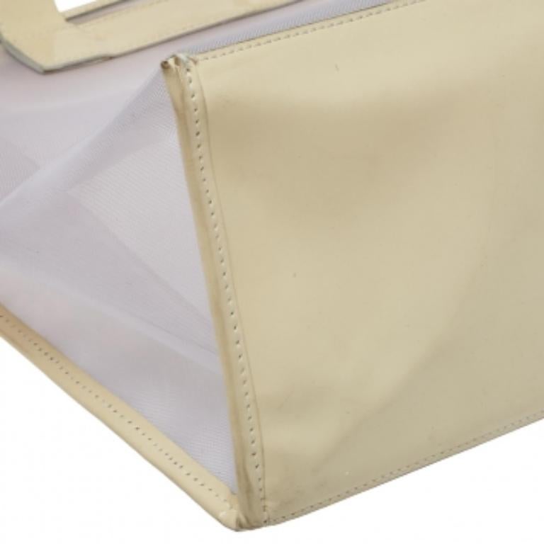 Furla Cream Mesh And Patent Leather Divide It Tote For Sale 1