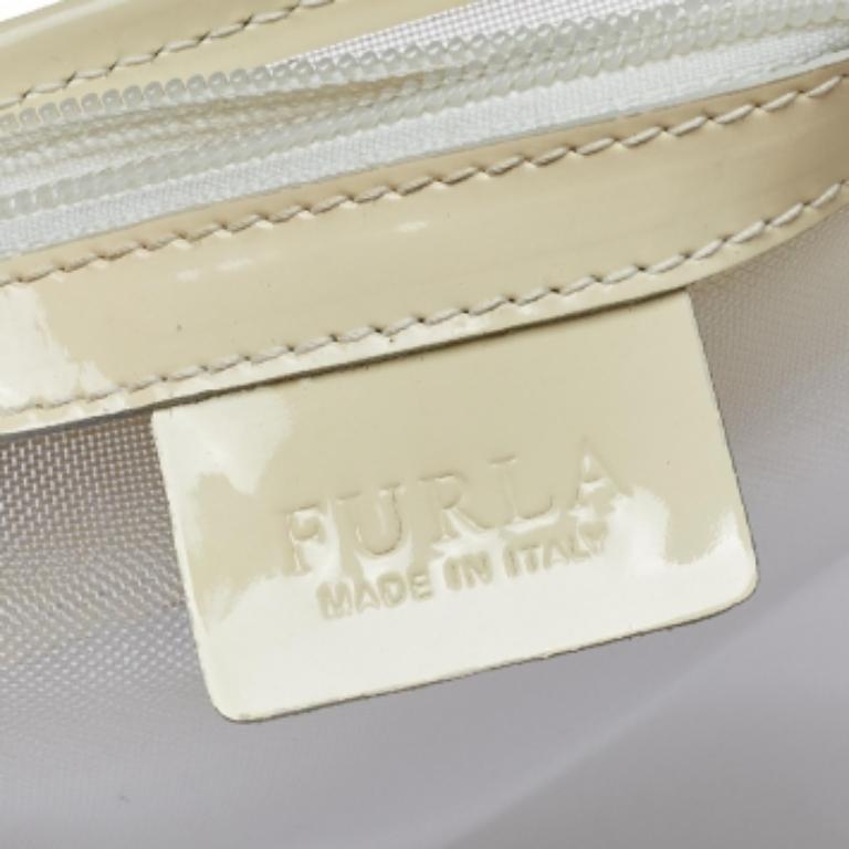 Furla Cream Mesh And Patent Leather Divide It Tote For Sale 3