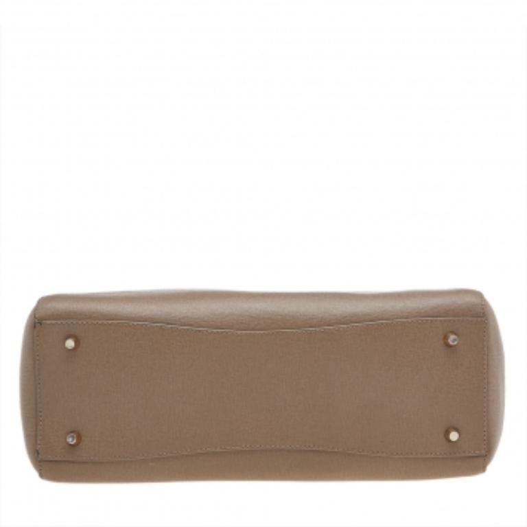 De las mujeres Furla Beige Oscuro Piel Tote Linda Mediana en venta