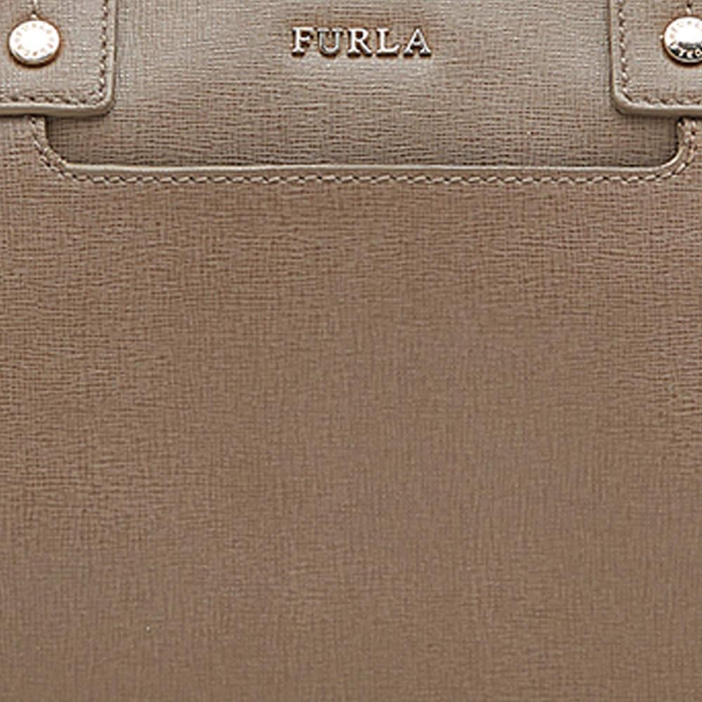 Furla Dark Beige Leather Medium Linda Tote For Sale 2