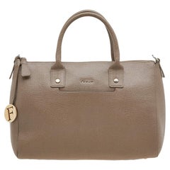 Furla Dark Beige Leather Medium Linda Tote