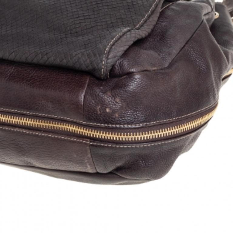 Furla Dark Brown Leather Drawstring Hobo For Sale 5