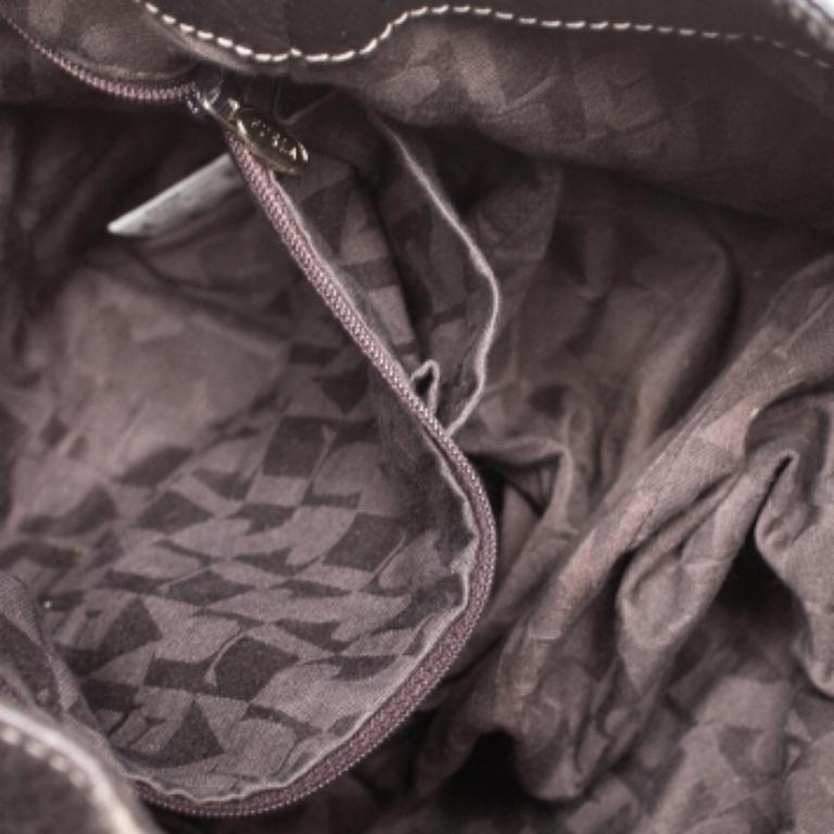 Furla Dark Brown Leather Drawstring Hobo For Sale 2