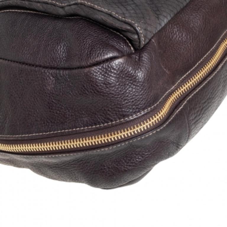 Furla Dark Brown Leather Drawstring Hobo For Sale 4