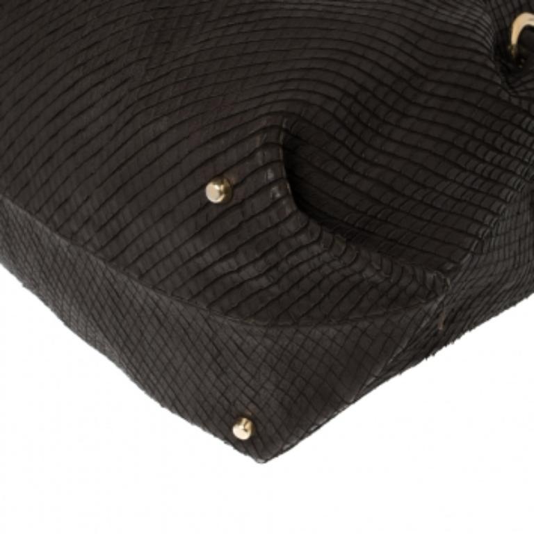 Furla Dark Brown Python Effect Tote For Sale 2