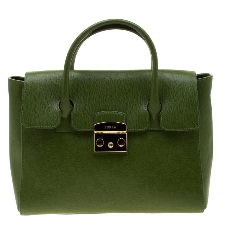 Furla Green Leather Metropolis Top Handle Bag For Sale at 1stDibs