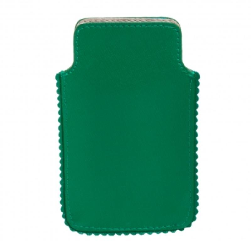 We carry our phones with us wherever we go, and hence, it has to be protected at all times. Crafted from leather in a green hue, the Furla phone case features a logo on the front and is lined with nylon. The petite scallop trims add to the character
