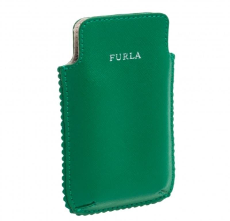 Verde Furla Green Leather Phone Case in vendita