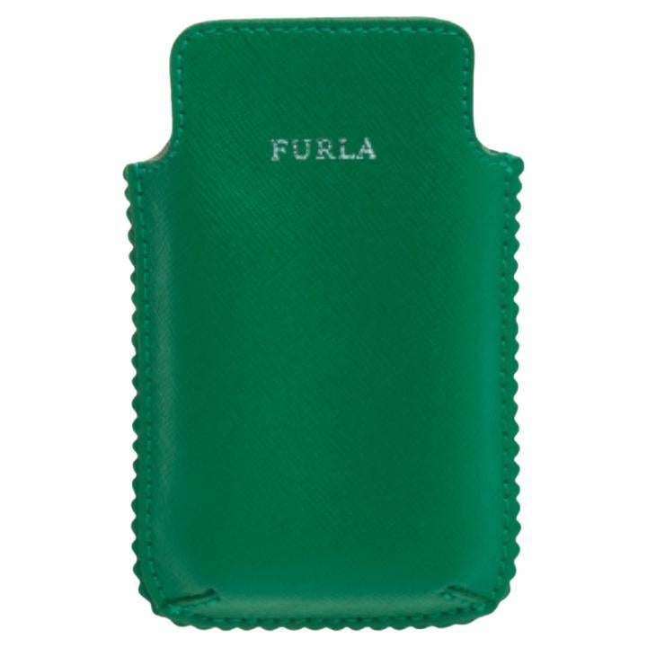 Furla Green Leather Phone Case in vendita