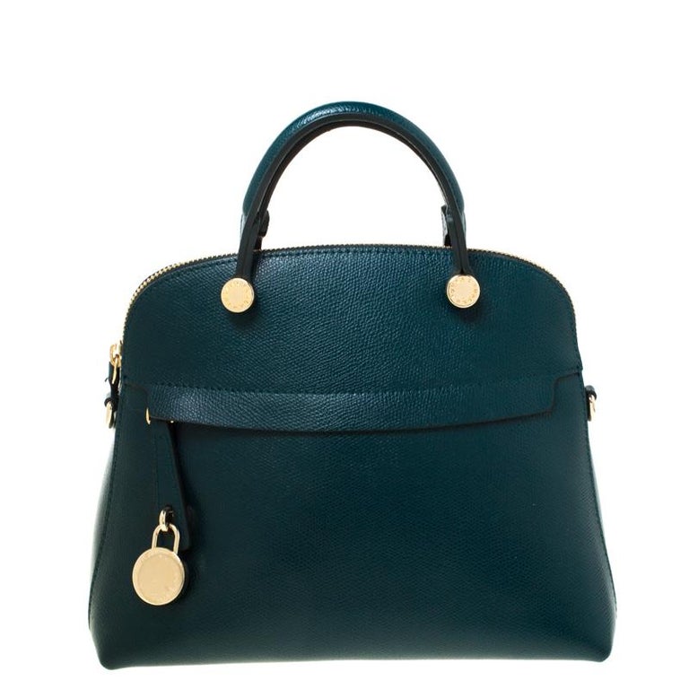 Furla Green Leather Piper Satchel For Sale at 1stdibs