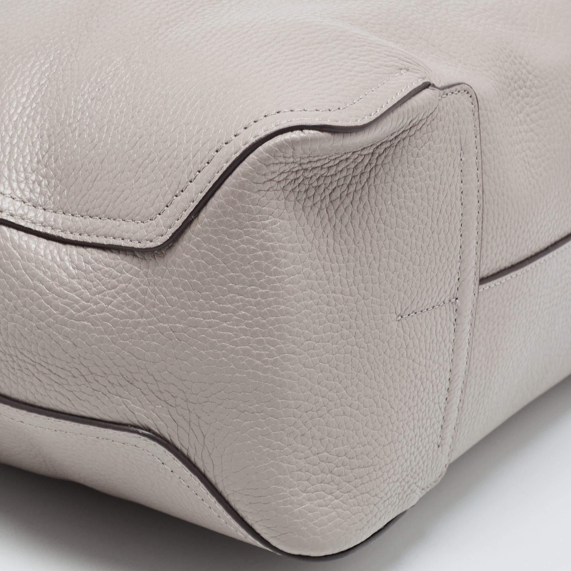 Furla Grey Leather Atena Drawstring Bucket Bag 4