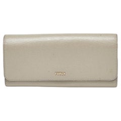 Furla Grey Leather Flap Continental Wallet