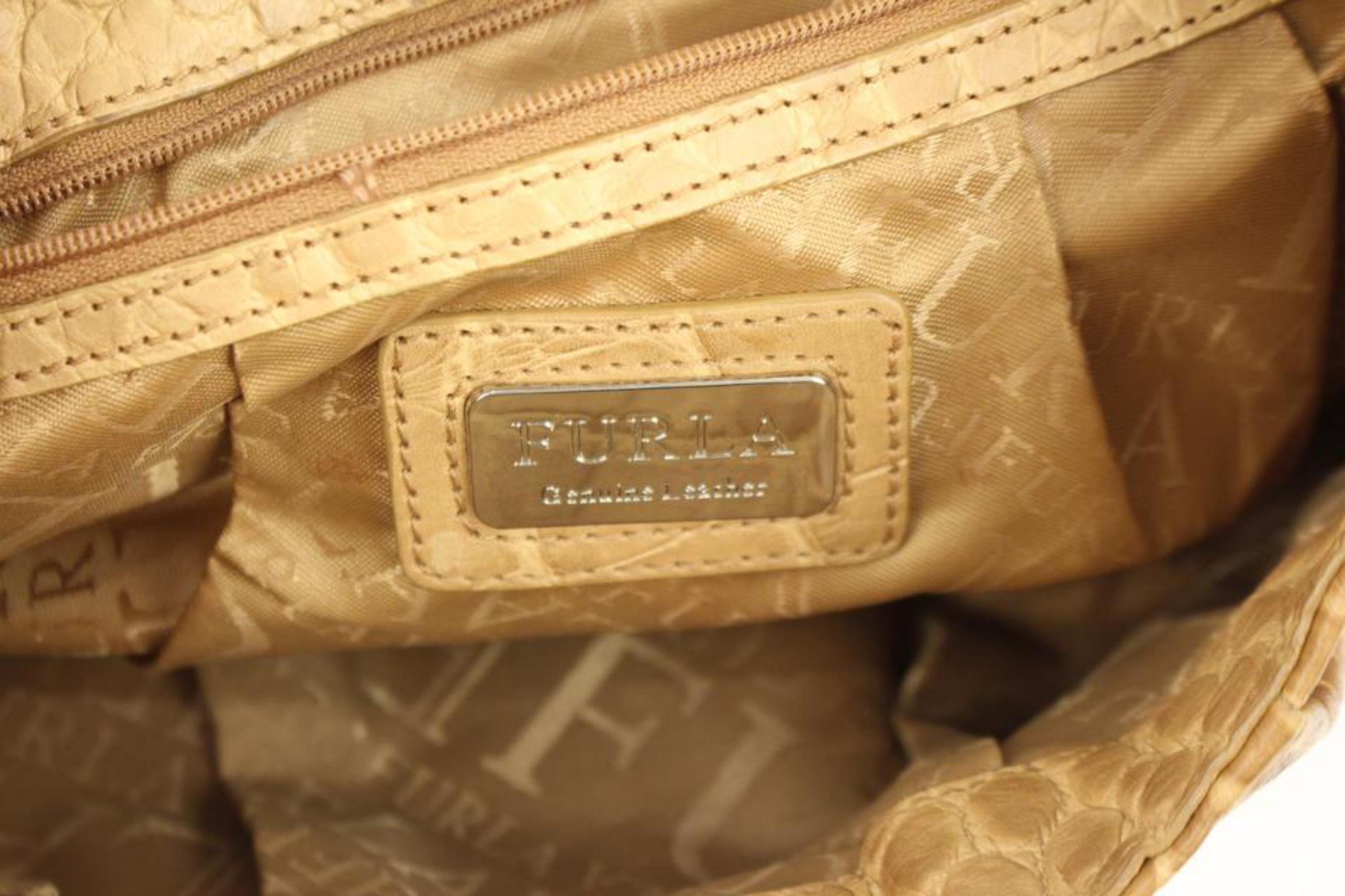 Furla Hobo Frlty01 Cognac Patent Leather Shoulder Bag For Sale 3