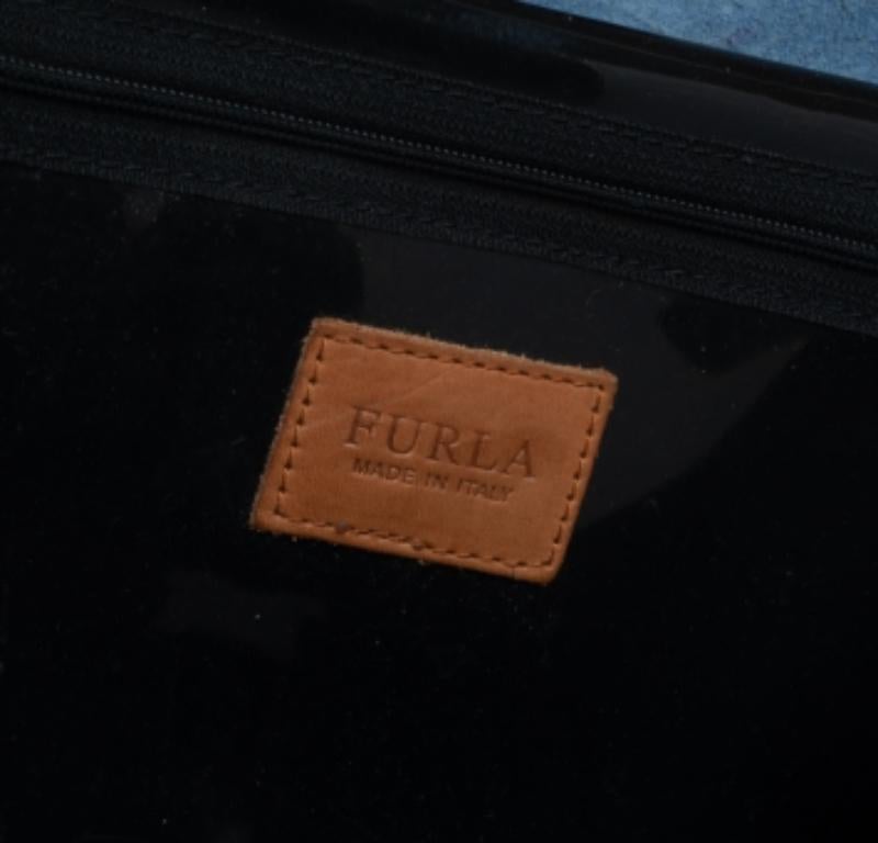 Furla Indigo Croc Embossed Leather Tote In Fair Condition For Sale In Dubai, Al Qouz 2