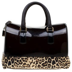 Furla Leopard Print Rubber and Leather Candy Satchel