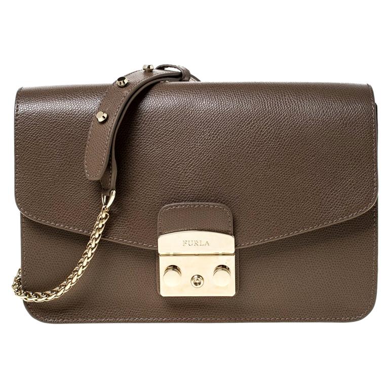 Furla Light Brown Leather Metropolis Crossbody Bag For Sale at 1stdibs