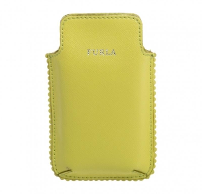 Verde Furla Lime Green Leather Phone Case in vendita
