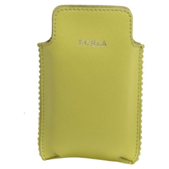 Furla Lime Green Leather Phone Case in vendita