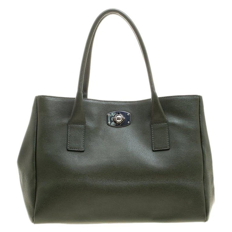 Furla Moosy Green Leather Appaloosa Tote For Sale at 1stDibs