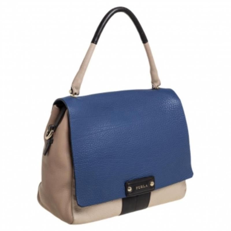 Furla Multicolor Leather Flap Top Handle Bag For Sale 3
